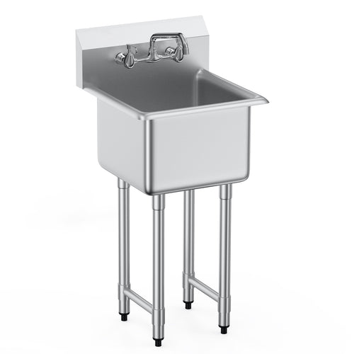Stainless Steel 1 Compartment Prep Sink 18"x41" w/ Faucet