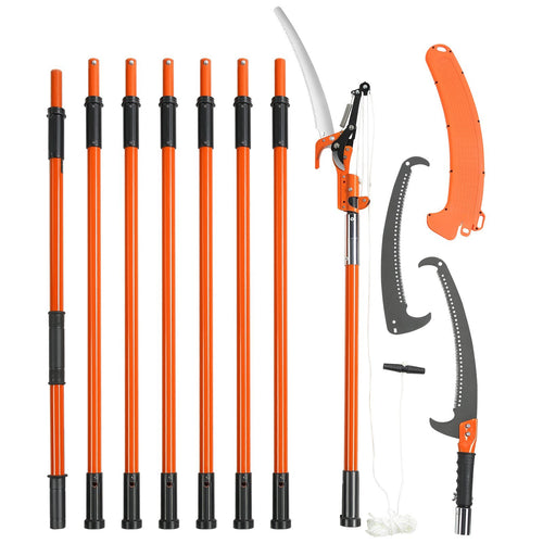 Manual Pole Saw 7.3-27 ft Extendable Tree Pruner Fiberglass