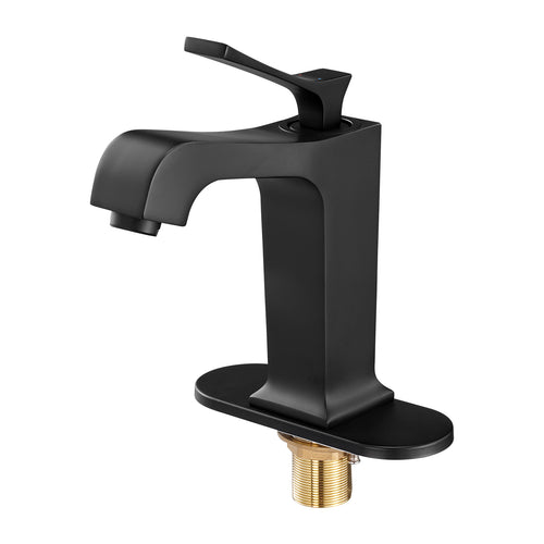 Matte Black Single Handle Kitchen Sink Faucet Waterfall