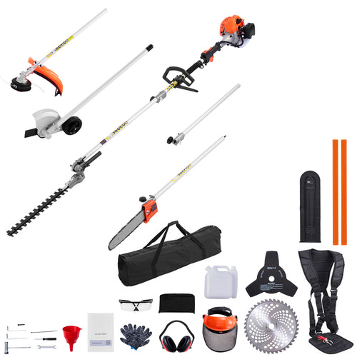 26cc 6-in-1 Gas Hedge Trimmer Weed Eater Pole Saw Edger