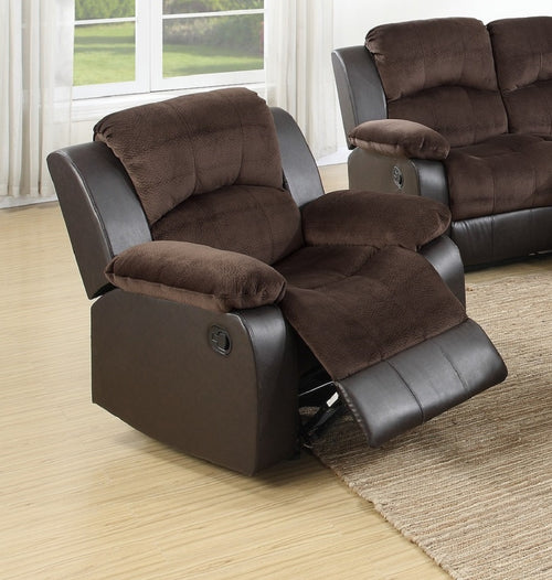 Motion Recliner Chair Glider Rocker Chocolate Padded Suede