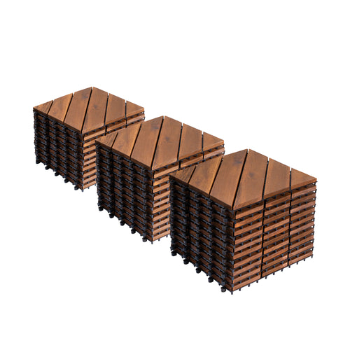 Acacia Wood Interlocking Deck Tiles 12x12" Diagonal Pattern