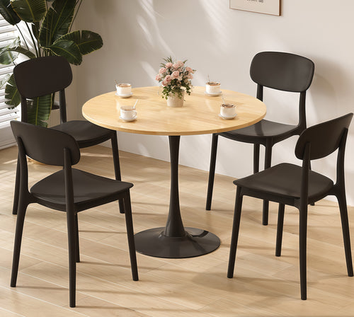 Round Dining Table 24 inch Natural Wood MDF Steel Base