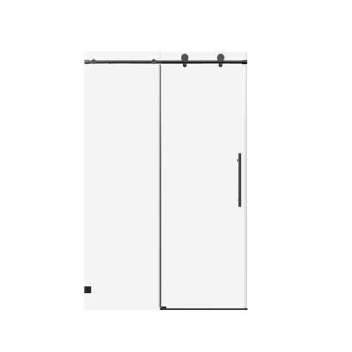 Frameless Single Sliding Shower Door Matte Black 46-48" W x 76" H