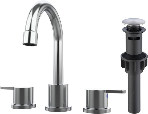 Chrome 2 Handle 8" Widespread Bathroom Sink Faucet 360 Swivel