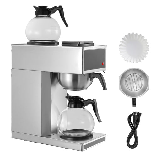 12 Cup Commercial Drip Coffee Maker Stainless Steel 2 Carafes