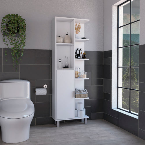 Crovie Linen 63" Bathroom Cabinet with 7 Open Shelves