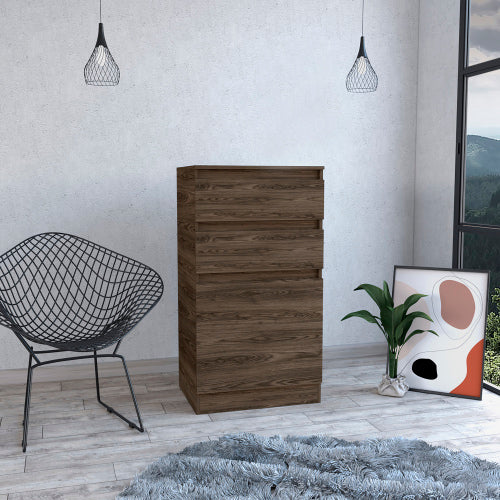 Dresser with Mirror and Jewelry Box - Two Drawers - Dark Walnut