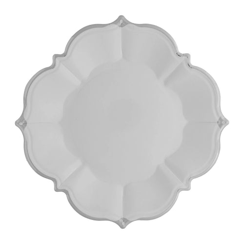 Gray Lunch Plates With Silver Border