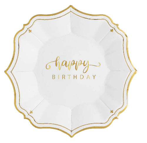 Happy Birthday White Dessert Plates