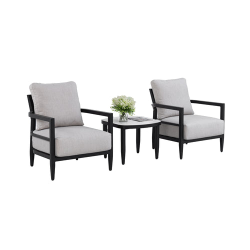 3PC Outdoor Aluminum Patio Furniture Set with Club Chairs