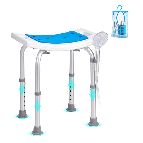 Adjustable Height Shower Chair Stool Non-Slip 350 LBS