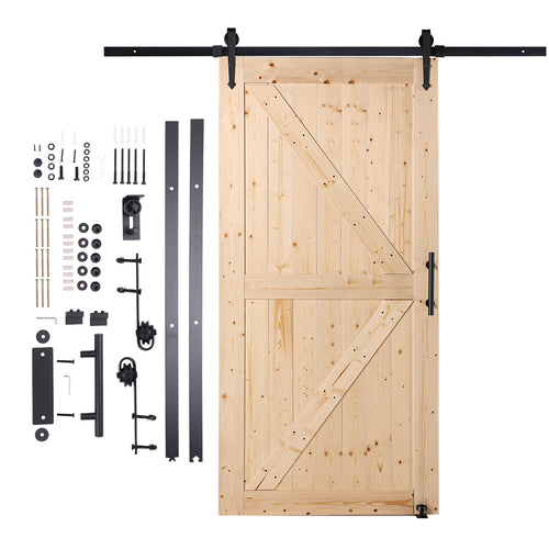 42" x 84" Wood Sliding Barn Door Kit with Hardware and Floor Guide