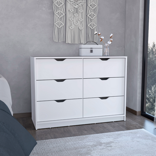 White 4 Drawer Dresser with 2 Cabinet Doors
