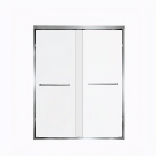 60x72 Brushed Nickel Aluminum Tempered Glass Double Sliding Shower Door