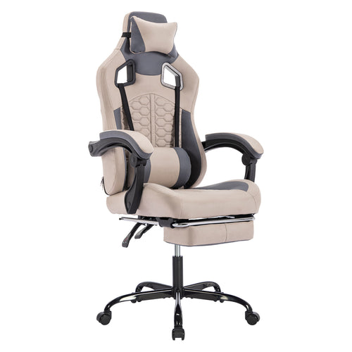 Ergonomic Gaming Chair with Massage Footrest Grey 300lb