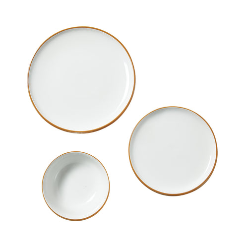 18 Pc White Ceramic Dinnerware Set Service for 6