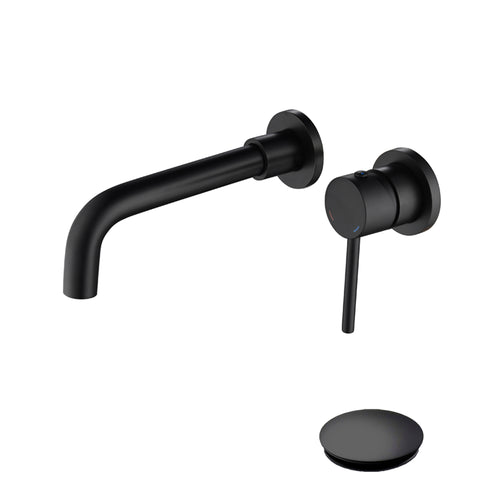 Wall Mounted Bathroom Sink Faucet Single Lever Pop-Up Drain
