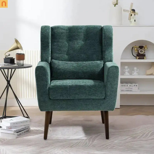 Accent Chair Modern Chenille Blackish Green Rubberwood 275 lb 28in