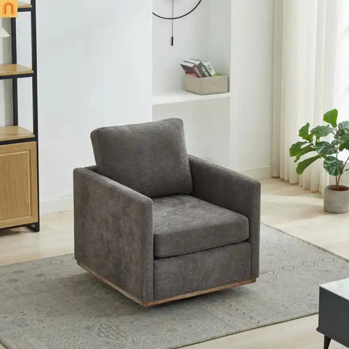 Accent Chair Square Swivel Chenille Charcoal 360 Degree 300 lb 30in