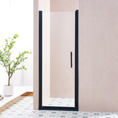 30-31.5in W x 75in H Pivot Single Swing Shower Door, Matte Black, 6mm Glass