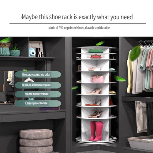 8-Tier 360 Degree Rotating Shoe Rack Tower White