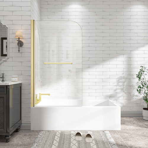31"-32" W x 55" H Brushed Gold Frameless Pivot Shower Door