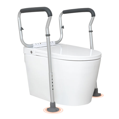 Toilet Safety Rail Frame Aluminum 300 LB Adjustable Width Height Padded Arms