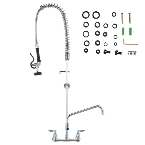 Commercial Pre-Rinse Kitchen Faucet 47" Wall Mount Brass