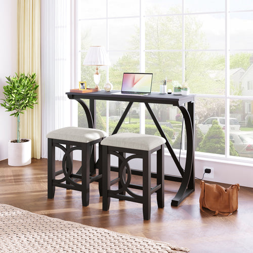 Farmhouse 3-Piece Counter Height Dining Set USB Port