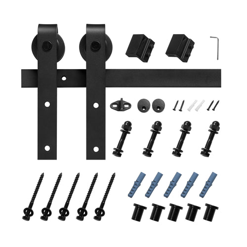 6ft Single Sliding Barn Door Hardware Kit Black