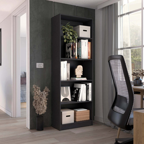 4 Shelf Black Bookcase Storage Cabinet
