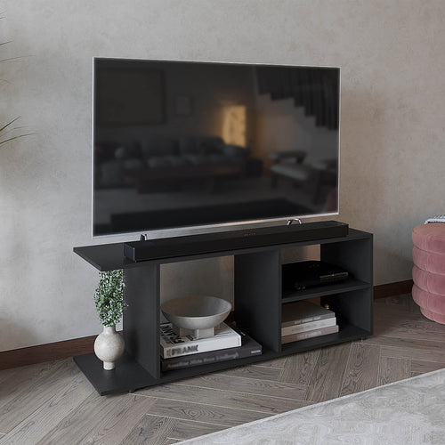 65-Inch TV Stand with 5 Open Shelves Minimalistic Design