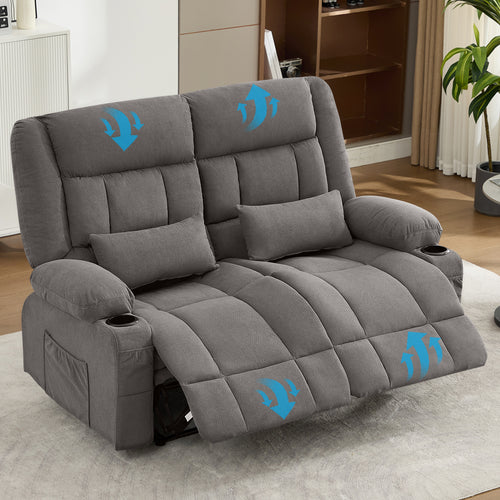 Manual Recliner Loveseat with Cup Holders and Side Pocket