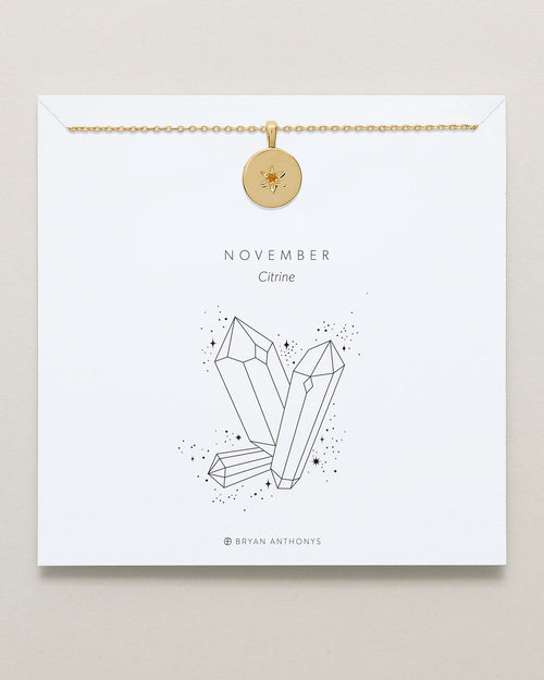 Birthstone Pendant Necklace — Citrine
