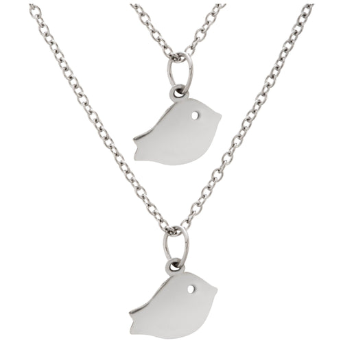 Baby Bird Friends Pewter Necklaces - Set of 2