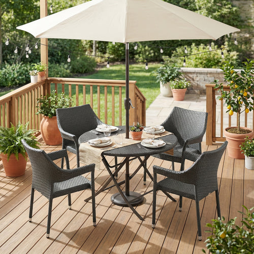 Mirage Grey PE Wicker Stacking Armchair Set of 4