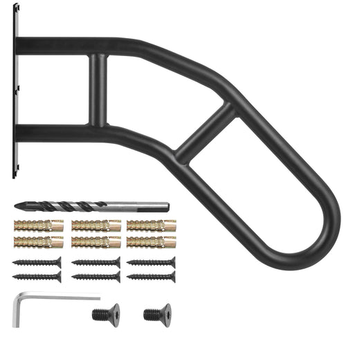 29' U-Shaped Outdoor Stair Handrail Wall Mount Matte Black