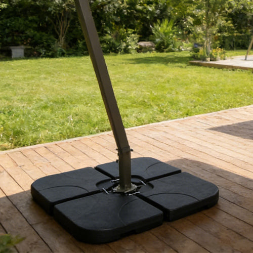Patio Umbrella Base Offset HDPE Black 4 Panel 220 LB Water or Sand