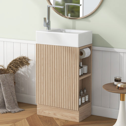 18.6' Bathroom Vanity with Sink, Bathroom Vanity Cabinet with Two-tier Shelf,...