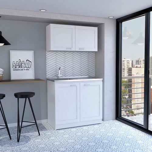 Zurich White Cabinet with Two Shelves