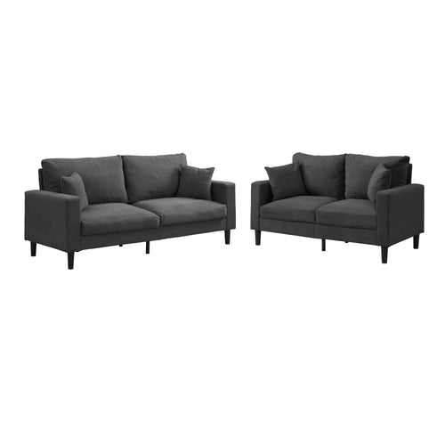 Modern Corduroy Two-Piece Sofa, Dark Gray, Small Space