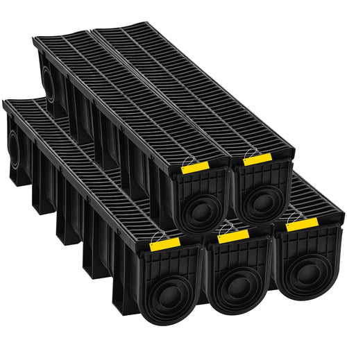 Trench Drain System 5.9x7.5" HDPE Plastic Grate 5-Pack
