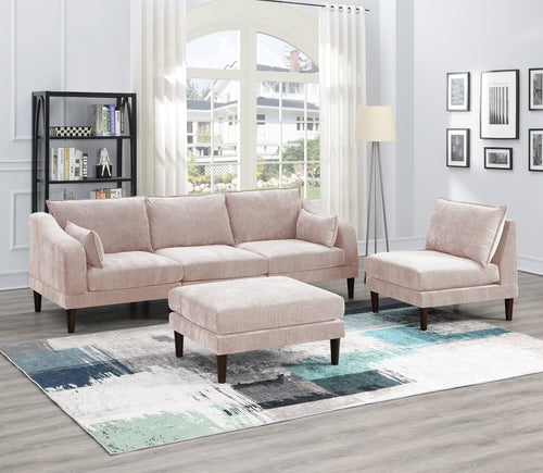 5-Piece Modular Sectional Set Blush Pink Morgan Fabric