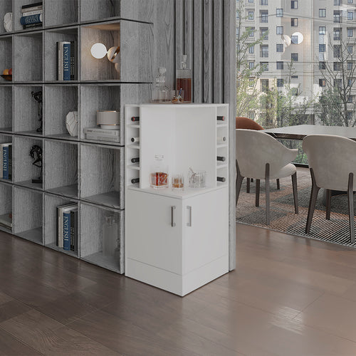42" White Corner Bar Cabinet Wine Bottle Storage Liquor