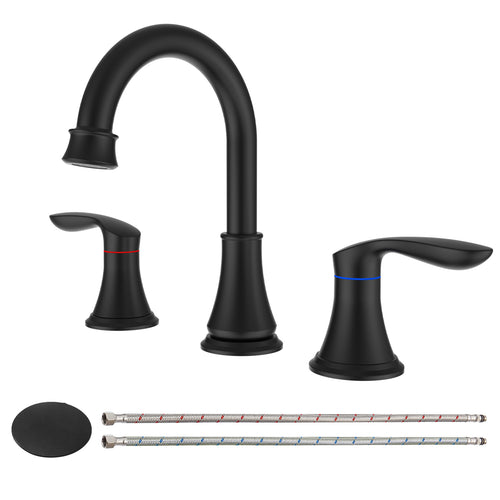 8 Inch 2-Handle Widespread Matte Black Bathroom Sink Faucet