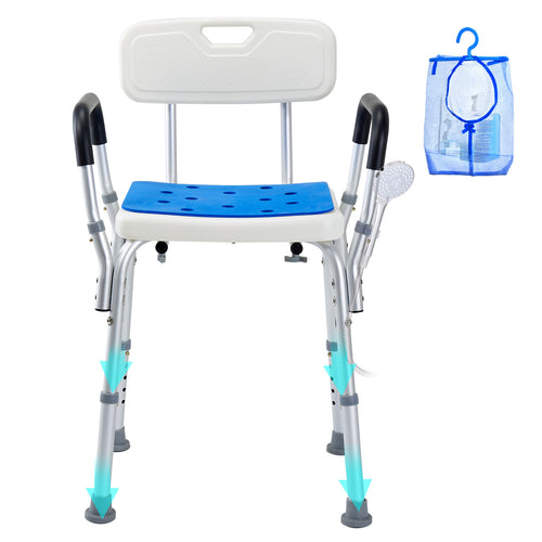 Shower Chair Bath Stool Aluminum 400 LB 6-Level Adjustable Head Holder