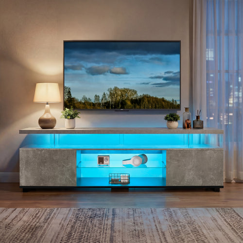 70" TV Stand Entertainment Center Media Console Gray