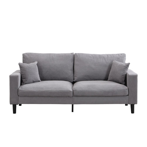 Modern Light Gray Corduroy Three Seater Sofa