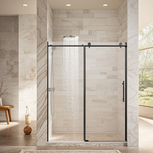 Frameless Single Sliding Shower Door 56-60"W Stainless Steel